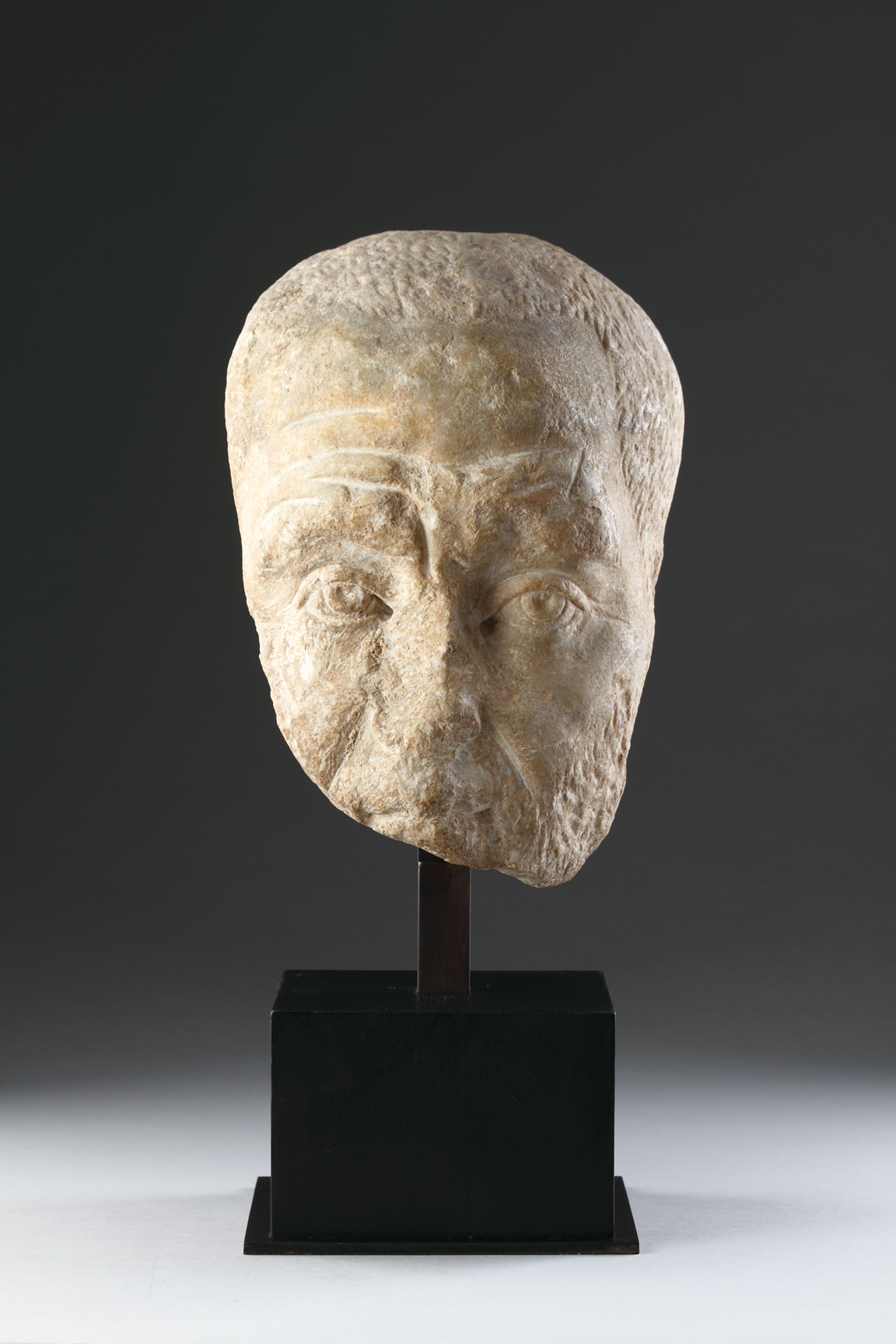 Ancient Imperial Roman Carved White Marble Male Portrait Head